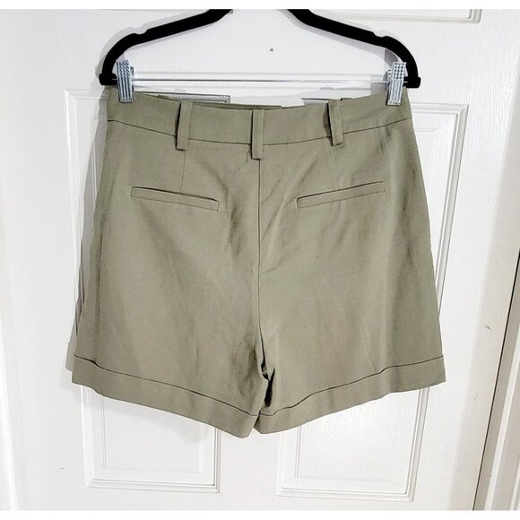 Trina Turk Womens Sage Green Pleated‎ High Waisted Shorts Slash Pockets Size 6 - Picture 4 of 9